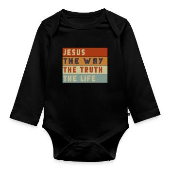 Jesus The Way Truth Life Christian - Baby Bio-Langarm-Body - Schwarz - Vorne