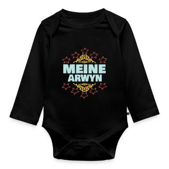 Geschenk für Arwyn - Baby Bio-Langarm-Body - Schwarz - Vorne