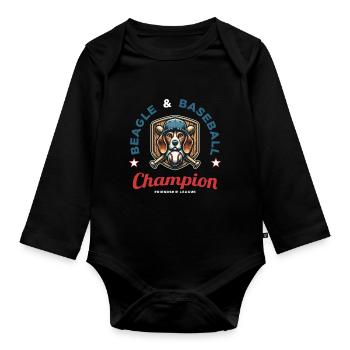 Fan de baseball, de beagles et d’Amérique - Body Bébé bio manches longues - noir - Devant