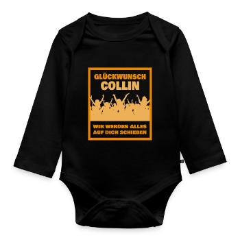 Prénom Collin - Body Bébé bio manches longues - noir - Devant