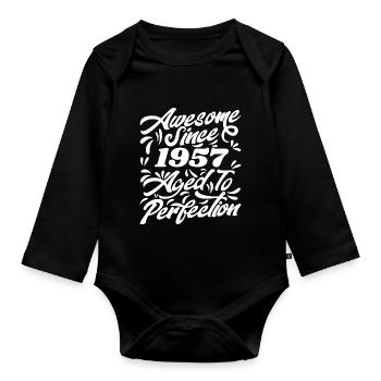 Awesome Since 1957 - Aged To Perfection, Gift 1957 - Body Bébé bio manches longues - noir - Devant
