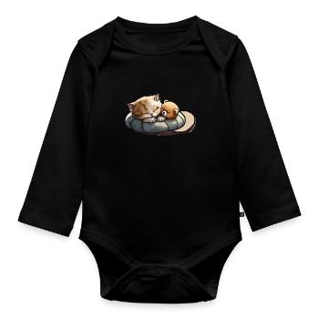 Sleepy Cat - Baby Bio-Langarm-Body - Schwarz - Vorne