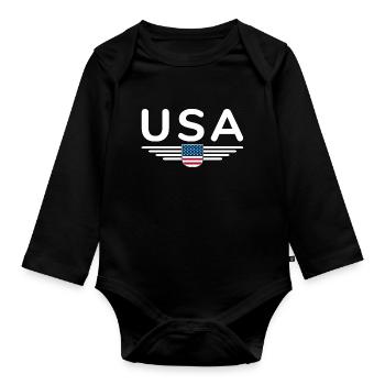 I Love USA, Elegance Style Design T-Shirt - Organic Longsleeve Baby Bodysuit - black - Front