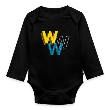 W Lettering Design Geschenke - Baby Bio-Langarm-Body - Schwarz - Vorne