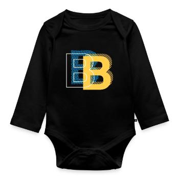 Initial letter B b - Organic Longsleeve Baby Bodysuit - black - Front