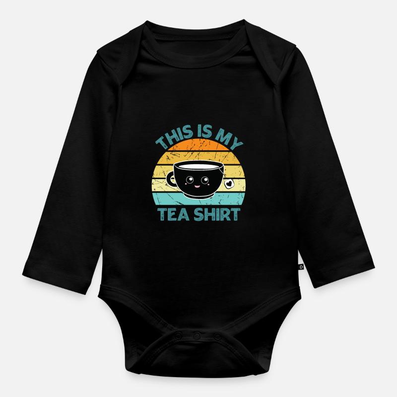 This is My Tea Shirt - Organic Longsleeve Baby Bodysuit - black