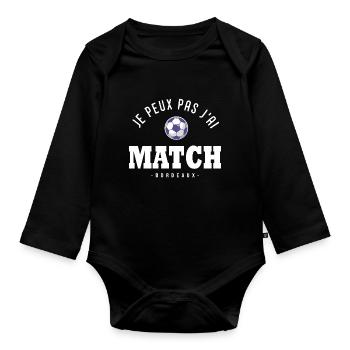Je peux pas j ai Match football Bordeaux - Body Bébé bio manches longues - noir - Devant
