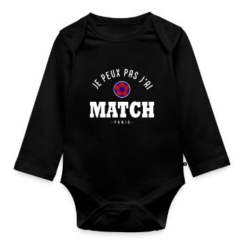 Je peux pas j ai Match football Paris - Body Bébé bio manches longues - noir - Devant