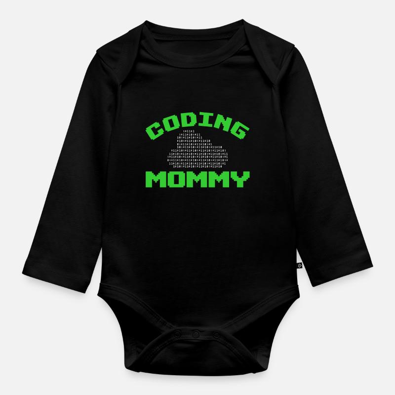 Programmierer Mama Coding Mommy Design - Baby Bio-Langarm-Body - Schwarz