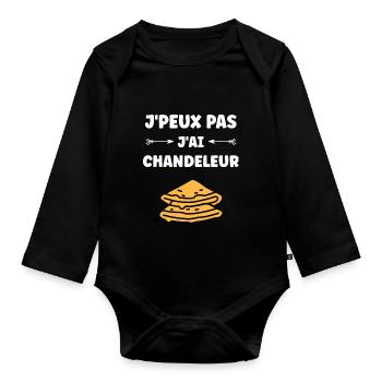 crêpe - Body Bébé bio manches longues - noir - Devant