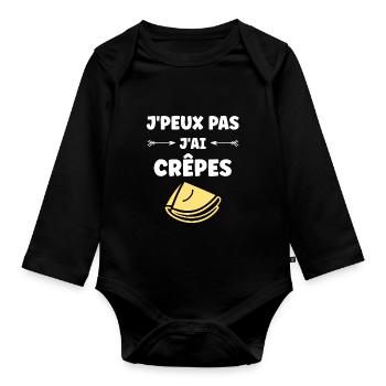 crêpe - Body Bébé bio manches longues - noir - Devant