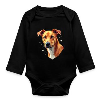Geometrischer Hund - Kunstwerk - Baby Bio-Langarm-Body - Schwarz - Vorne