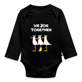 Gift running jogging fitness training sprint - Organic Longsleeve Baby Bodysuit - black - Front