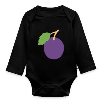 Pflaume - Baby Bio-Langarm-Body - Schwarz - Vorne