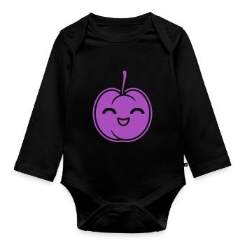 Pflaume - Baby Bio-Langarm-Body - Schwarz - Vorne