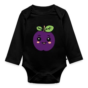 Pflaume - Baby Bio-Langarm-Body - Schwarz - Vorne