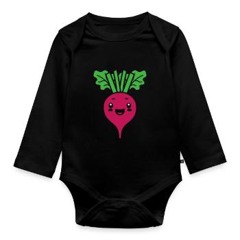 beet - Organic Longsleeve Baby Bodysuit - black - Front