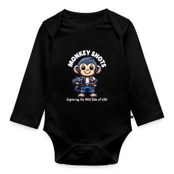 Schimpansen-Fotograf - Baby Bio-Langarm-Body - Schwarz - Vorne