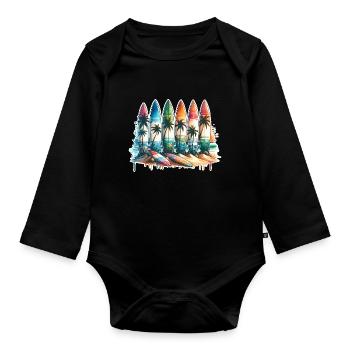 Surfen Surfer - Baby Bio-Langarm-Body - Schwarz - Vorne