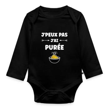 Purée - Body Bébé bio manches longues - noir - Devant
