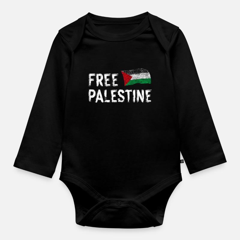 Palestine libre - Body Bébé bio manches longues - noir