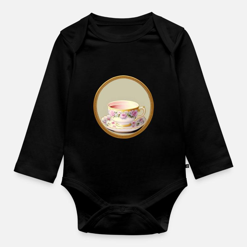 Eine Tasse Tee oder Kaffee? - Baby Bio-Langarm-Body - Schwarz