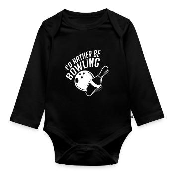 I'd Rather Be Bowling - Organic Longsleeve Baby Bodysuit - black - Front