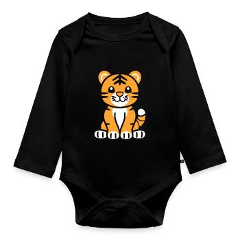 Tiger - Organic Longsleeve Baby Bodysuit - black - Front