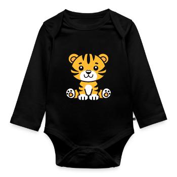Tiger - Organic Longsleeve Baby Bodysuit - black - Front