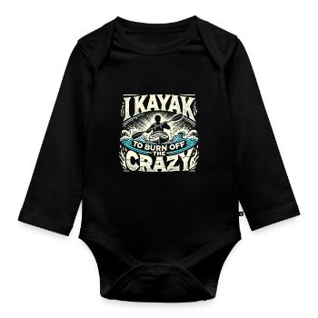 Ich fahre Kajak, um den Wahnsinn zu vertreiben - Baby Bio-Langarm-Body - Schwarz - Vorne