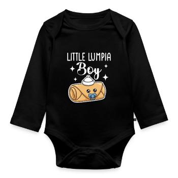 Little Lumpia Boy Spring Rolls - Organic Longsleeve Baby Bodysuit - black - Front