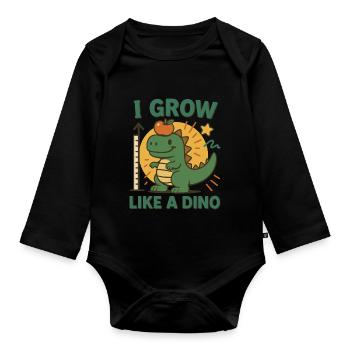 I Grow Like A Dino Dinosaurierliebhaber Kinder - Baby Bio-Langarm-Body - Schwarz - Vorne