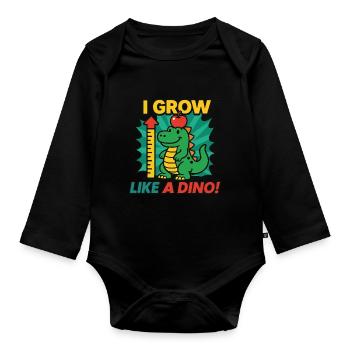 Je grandis comme un dinosaure dinosaure Amateurs de dinosaures - Body Bébé bio manches longues - noir - Devant