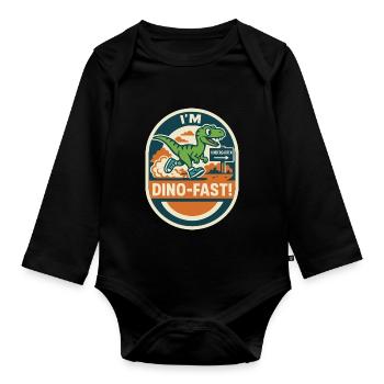 Kindergarten Dino-Fast T-Rex Spaß - Baby Bio-Langarm-Body - Schwarz - Vorne