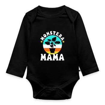 Monstera Mama - Body Bébé bio manches longues - noir - Devant