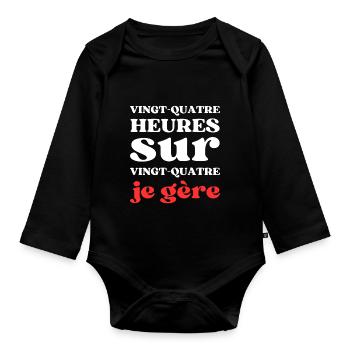 VINGT QUATRE 3 - Body Bébé bio manches longues - noir - Devant