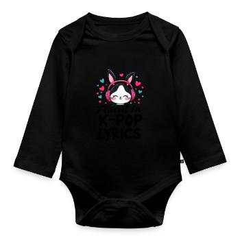 Fluent In K-Pop Cute Bunny Bunny - Organic Longsleeve Baby Bodysuit - black - Front