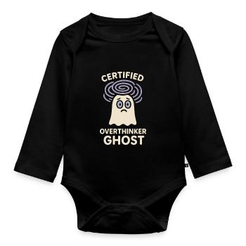 Sad Ghost Ghost Humor Fear Fear Ghost Psychic - Organic Longsleeve Baby Bodysuit - black - Front