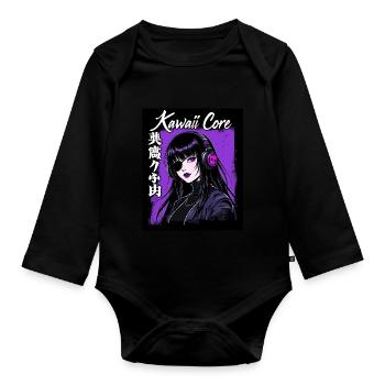 Cyberpunk Fille Kawaii Core - Body Bébé bio manches longues - noir - Devant