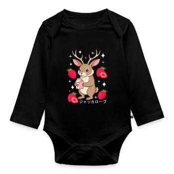 Milkshake Jackalope Fraise - Body Bébé bio manches longues - noir - Devant