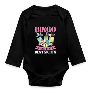 Bingo Card Perfect for Game Nights Women - Organic Longsleeve Baby Bodysuit - black - Front