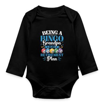 Bingo Grandpa Gambling Real Bingo Fans Retirement - Organic Longsleeve Baby Bodysuit - black - Front