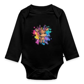 Fauve sur l’explosion de couleurs - Body Bébé bio manches longues - noir - Devant