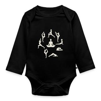Yoga Poses Silhouettes Méditation - Body Bébé bio manches longues - noir - Devant