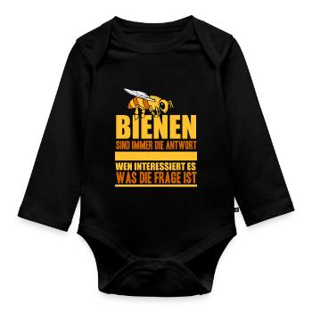Lustige Imker Geschenke Hobbyimker Imkerei Biene - Baby Bio-Langarm-Body - Schwarz - Vorne