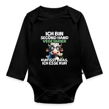 Second Hand Vegetarier - Baby Bio-Langarm-Body - Schwarz - Vorne