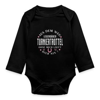 Legendärer Turniertrottel - Baby Bio-Langarm-Body - Schwarz - Vorne