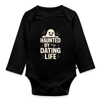 Ghostly breakup-humor-dating-mistake-single - Organic Longsleeve Baby Bodysuit - black - Front