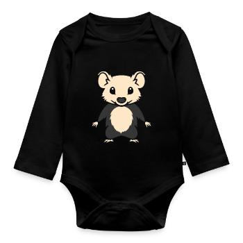 Opossum - Baby Bio-Langarm-Body - Schwarz - Vorne