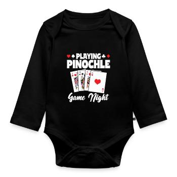 Playing Pinochle Game Night Penuchle Team - Baby Bio-Langarm-Body - Schwarz - Vorne
